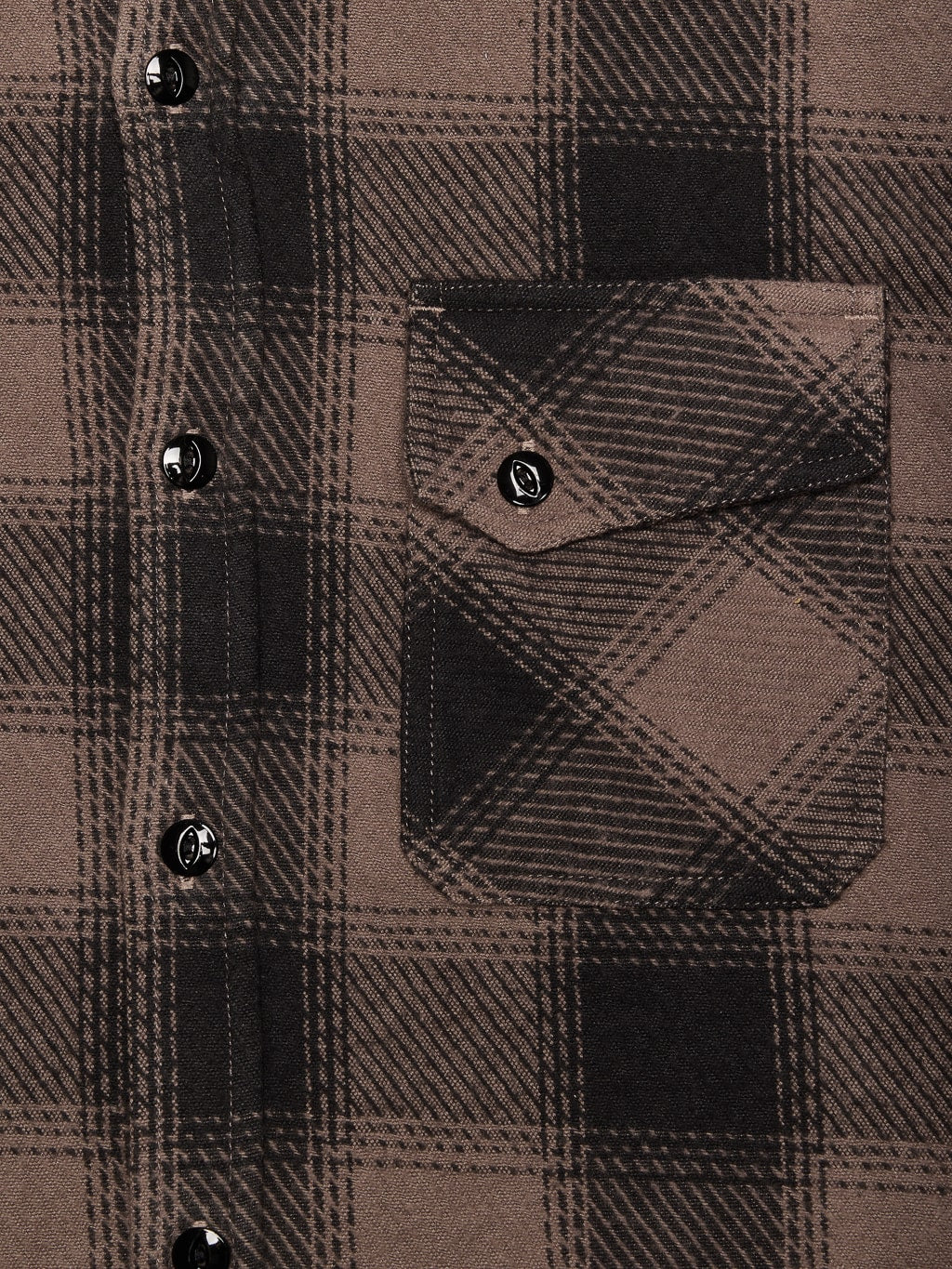 3sixteen Crosscut Flannel Charcoal Twill Plaid  chest detail