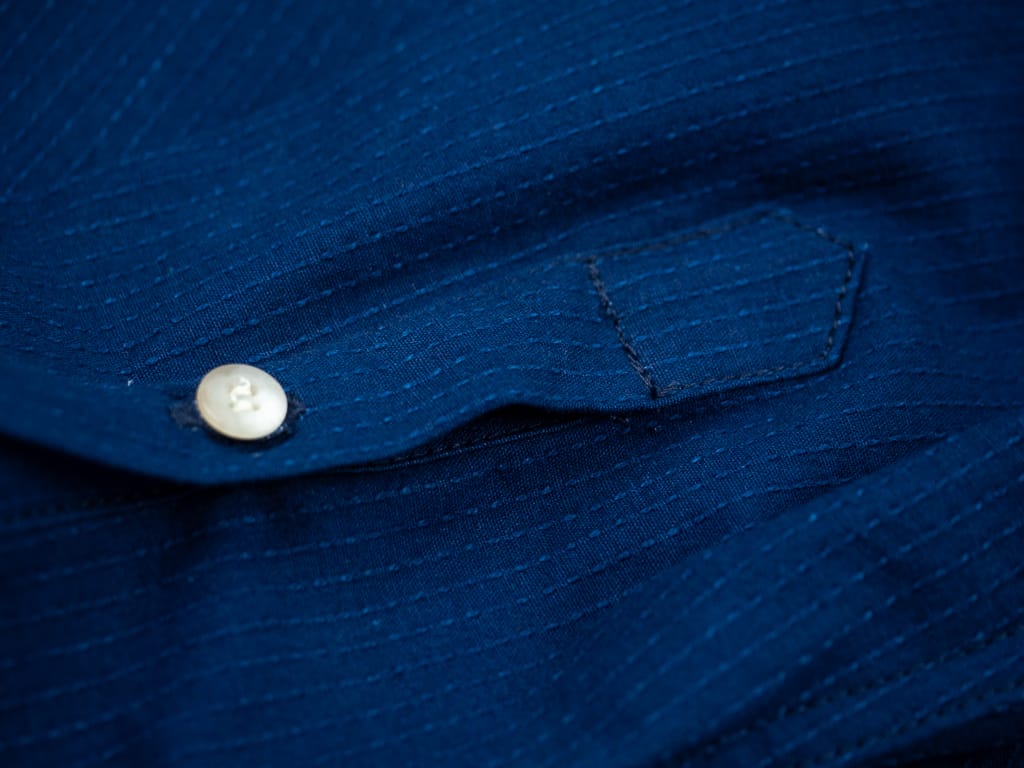 3sixteen Long Sleeve Button Down Indigo Sashiko cuff detail