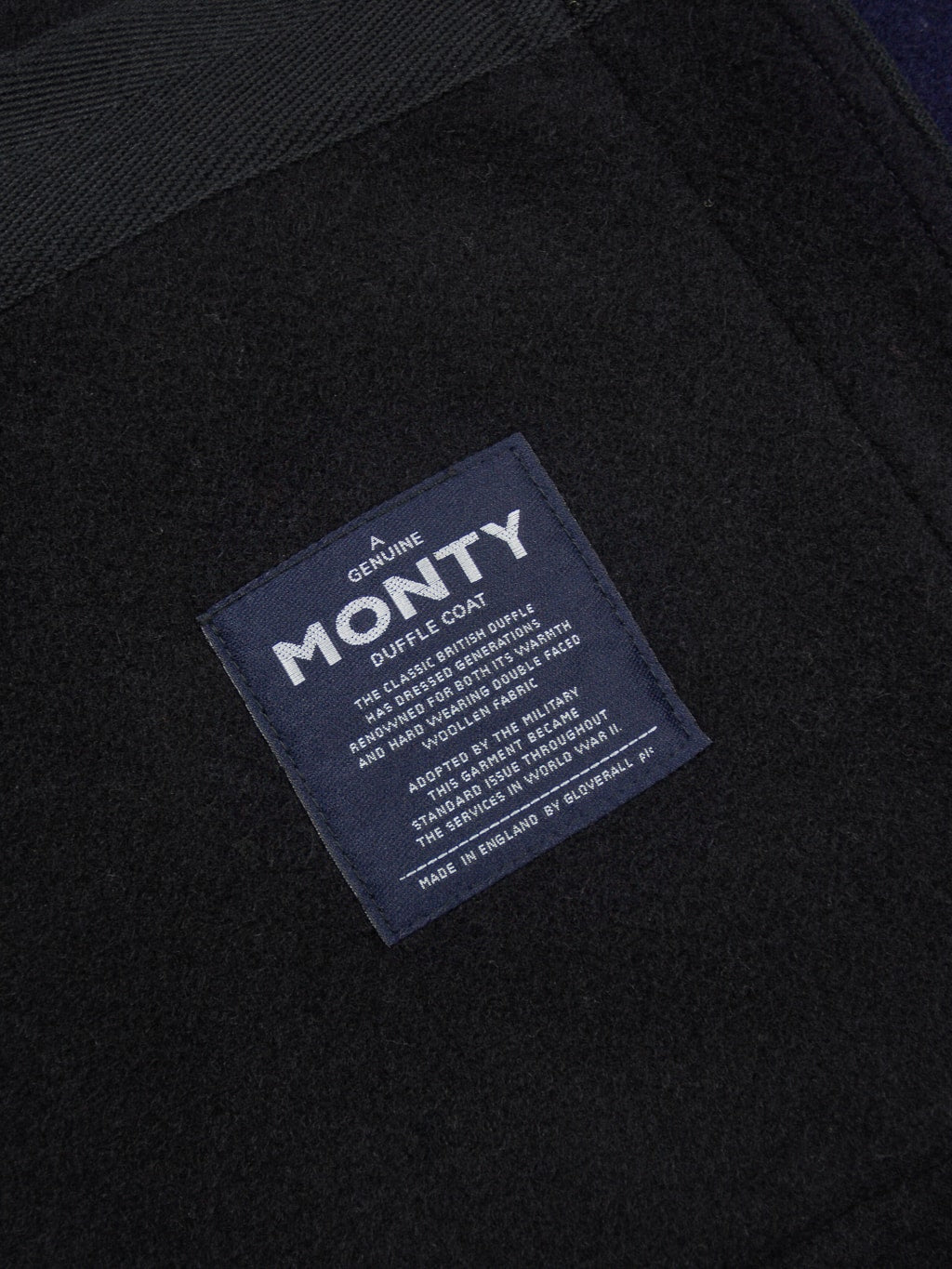 3sixteen x Gloverall Monty Duffle Coat black navy label