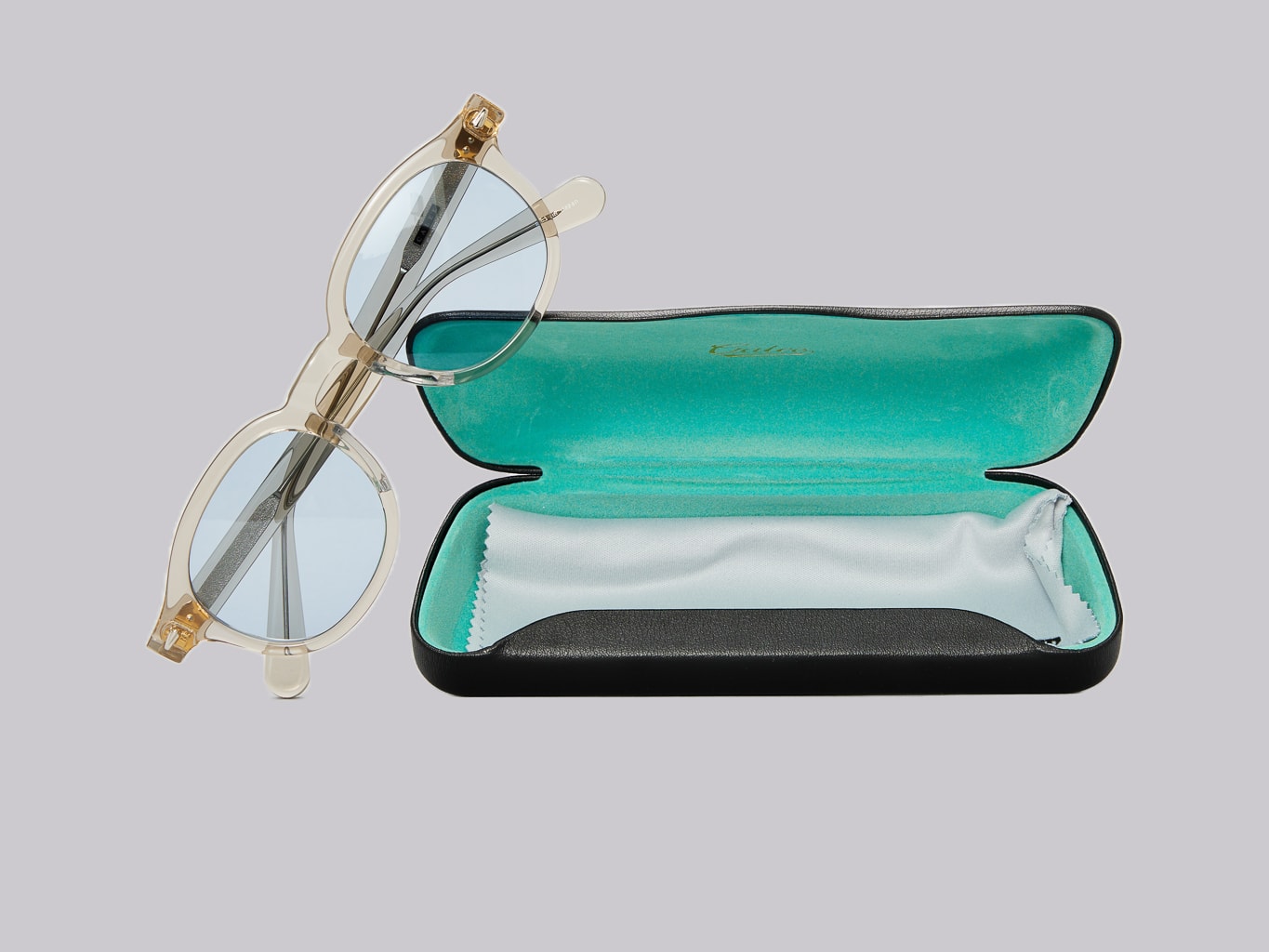 Calee Type Glasses Clear Blue case and cloth