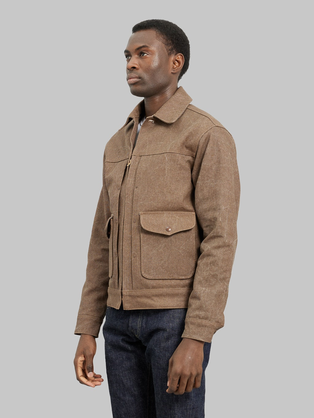 Freenote Cloth CD 4 Jacket Brown  model side fit