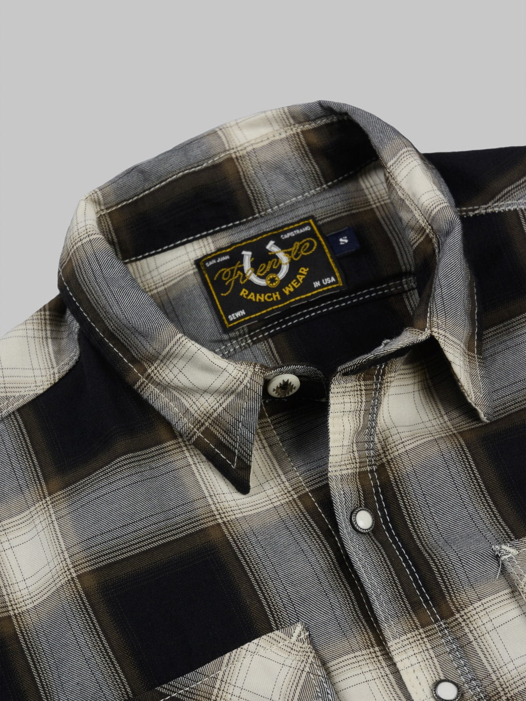 Freenote Cloth Lancaster Black Shadow Plaid Shirt 100 cotton