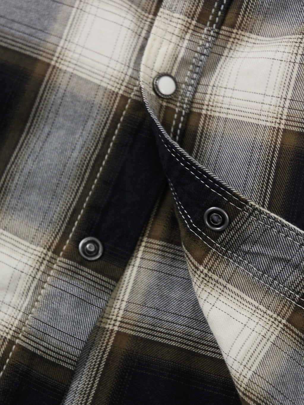 Freenote Cloth Lancaster Black Shadow Plaid Shirt snap buttons