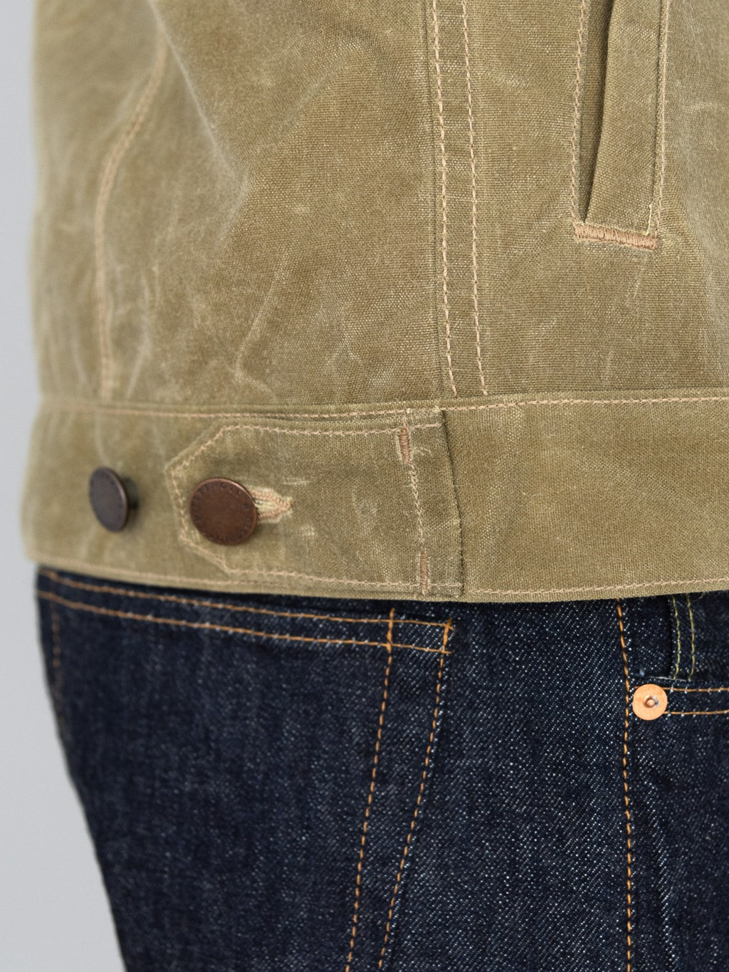 Freenote Cloth Riders Jacket Waxed Canvas Tobacco Brown Interior