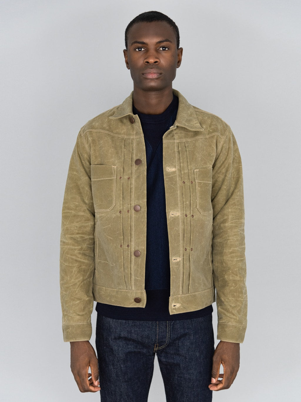 Freenote Cloth Riders Jacket Waxed Canvas Tobacco Brown Interior