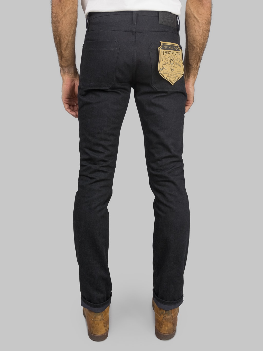 Freenote Cloth Rios Black Grey Japanese Denim Slim Straight Jeans back fit