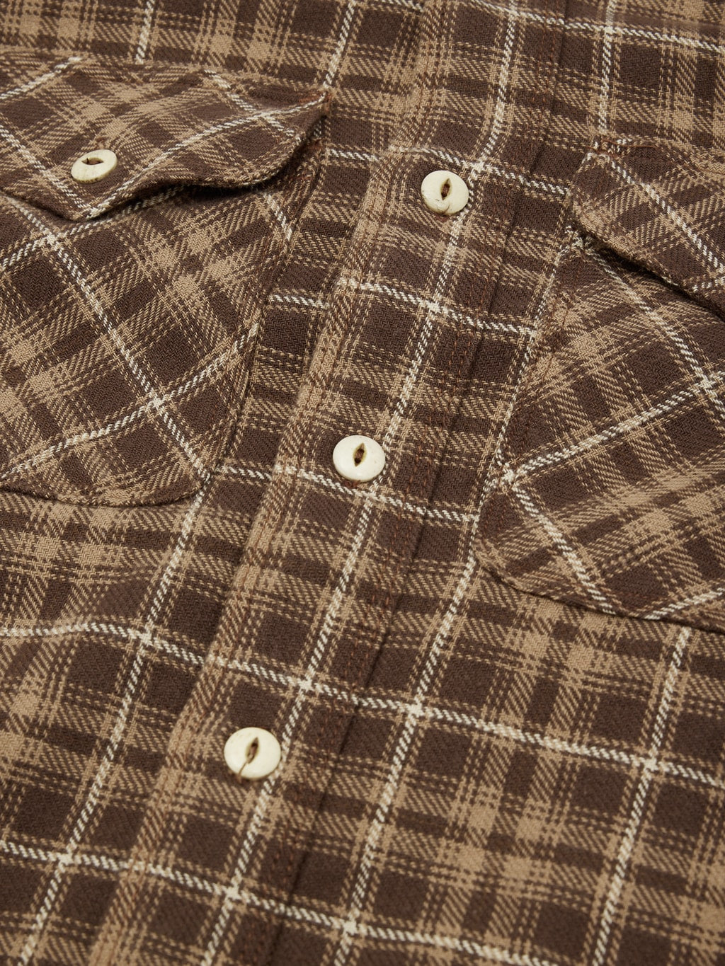 Freenote Cloth Wells Shirt Brown bone fisheye buttons