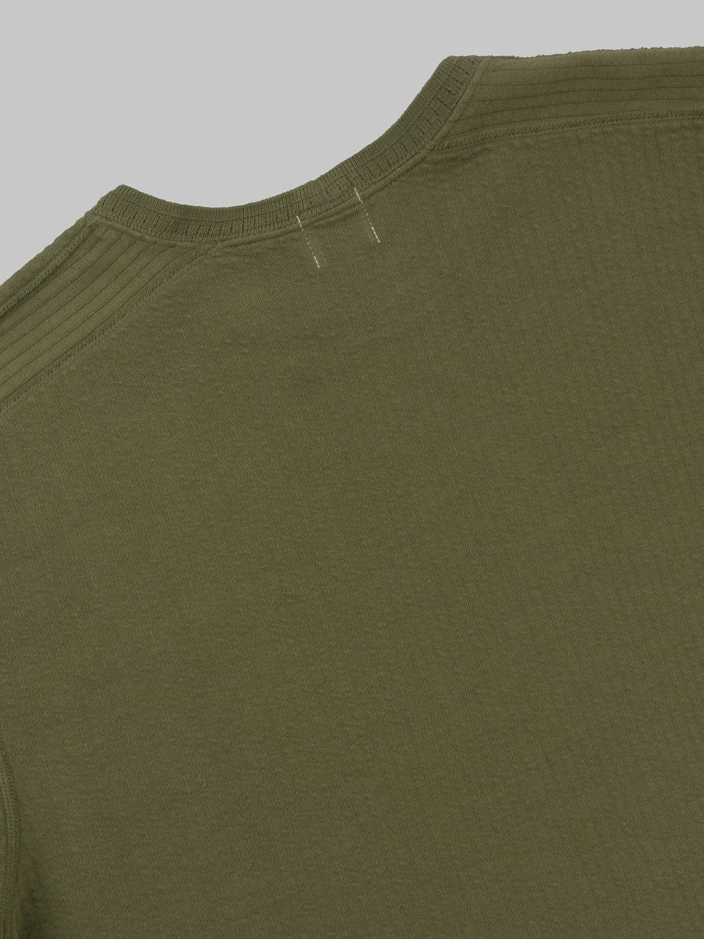 Loop Weft Double Face Jacquard henley Thermal army olive back collar