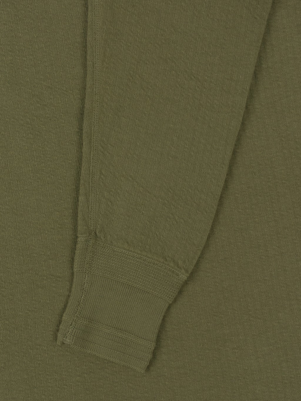 Loop Weft Double Face Jacquard henley Thermal army olive  ribbed cuff
