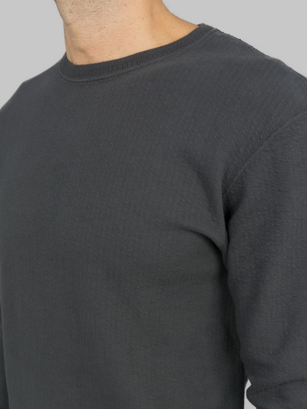 Loop Weft Double Face Jacquard crewneck Thermal antique black collar
