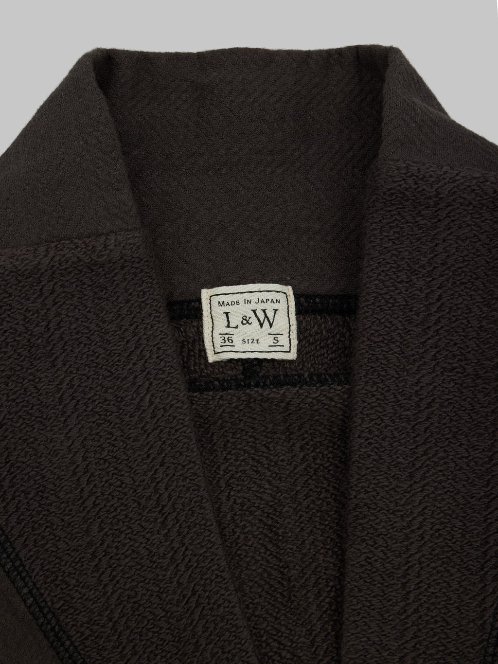 Loop Weft Herringbone Pile Shawl Collar Cardigan Antique Black brand label