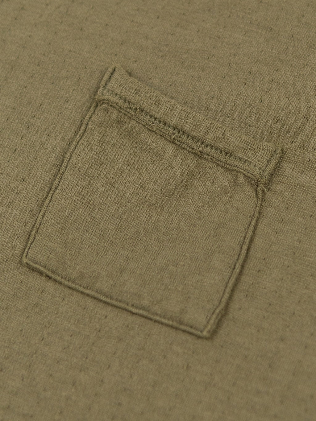 Loop and Weft Dual Layered Knit raw edge pocket TShirt olive pocket
