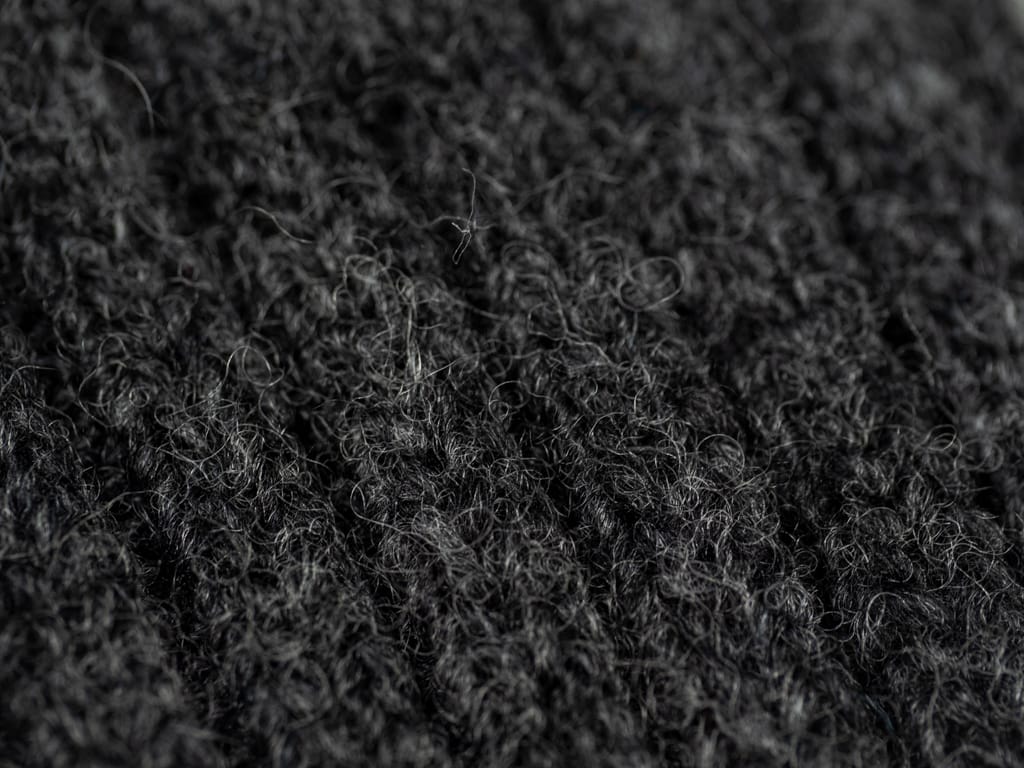 Nishiguchi Kutsushita Wool Ribbed Socks Charcoal Fabric
