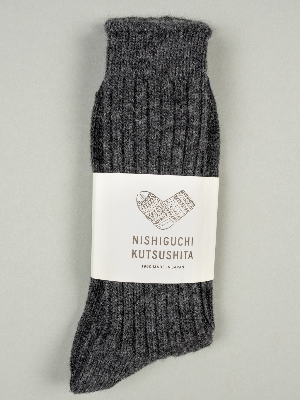 Nishiguchi Kutsushita Wool Ribbed Socks Charcoal