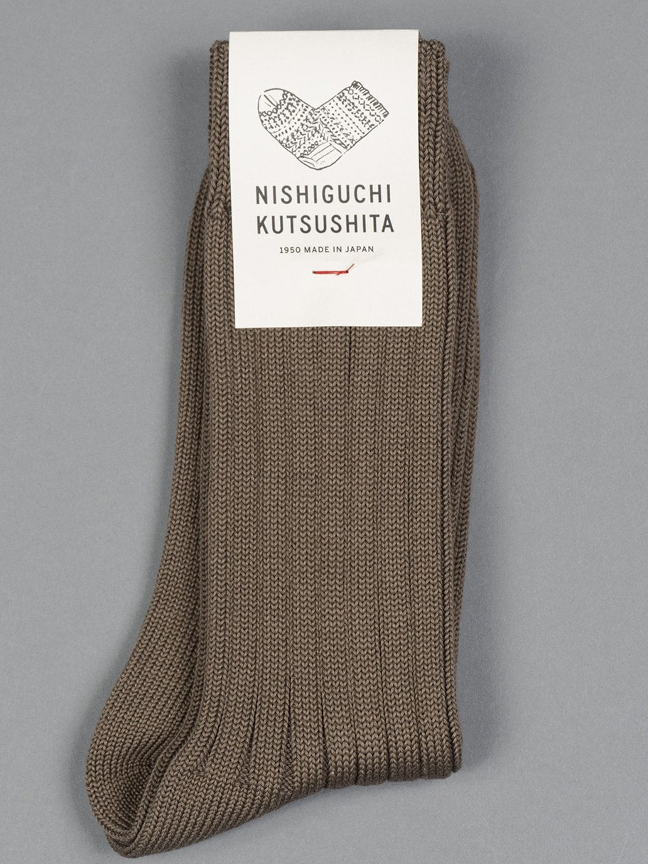 Nishiguchi Kutsushita praha egyptian cotton ribbed socks chocolate milk