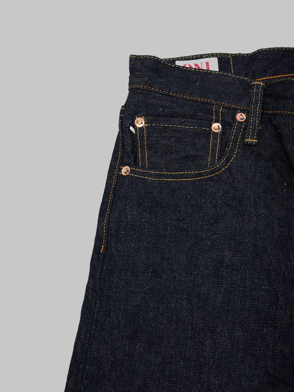 ONI 525 Natural Indigo Rope Dyeing Denim Classic Straight Jeans coin pocket