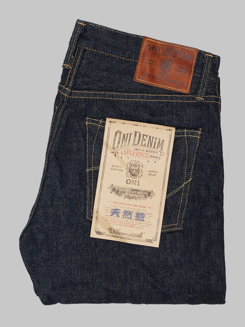 ONI 525 Natural Indigo Rope Dyeing Denim Classic Straight Jeans one wash