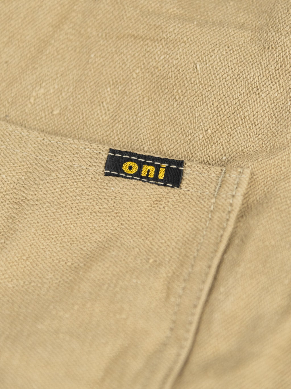 ONI Denim 03501 Sulfur Coverall Jacket Khaki Beige brand label tag