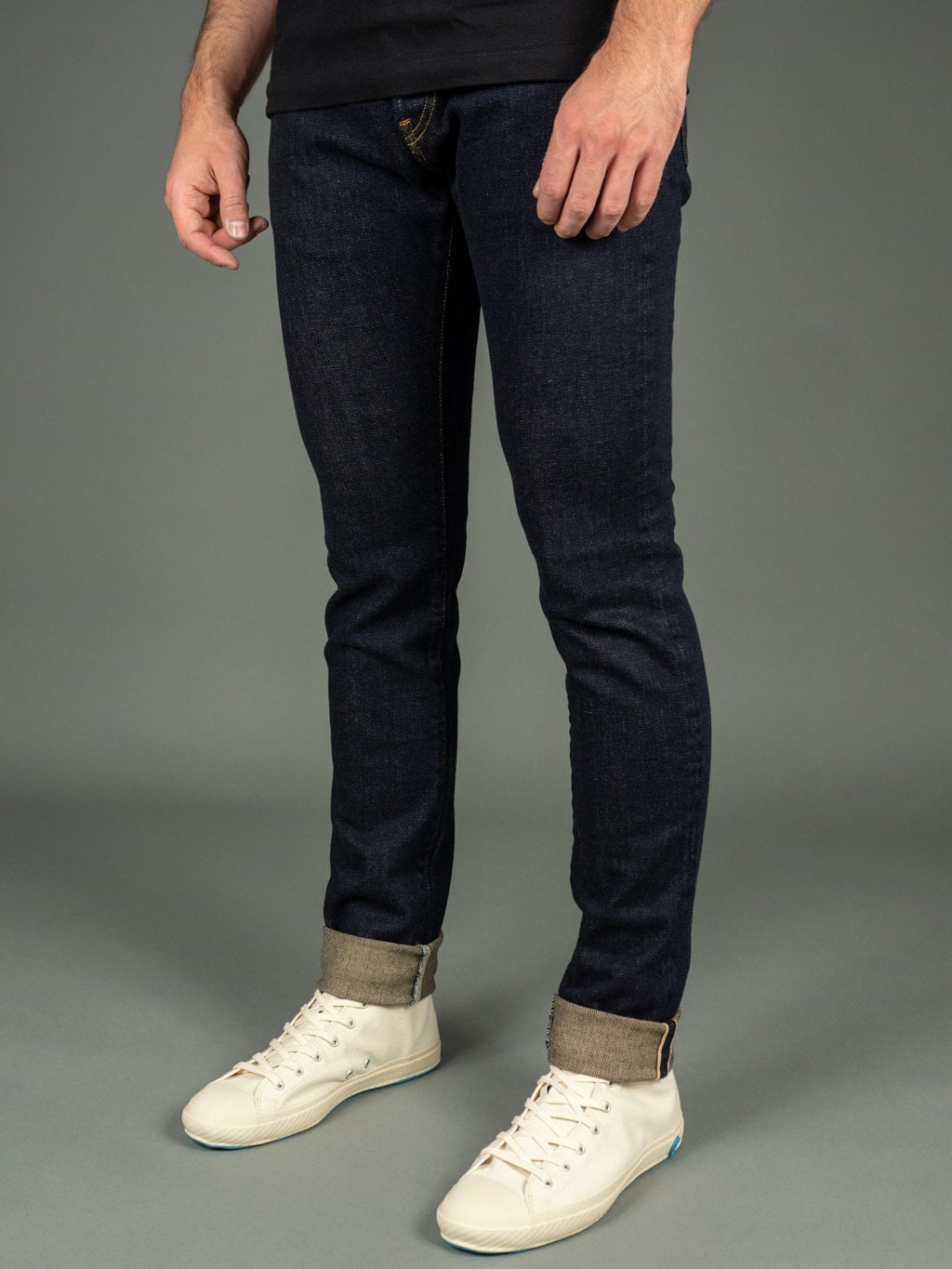 ONI Denim Beige Overdye Stretch Relax Tapered Jeans Side