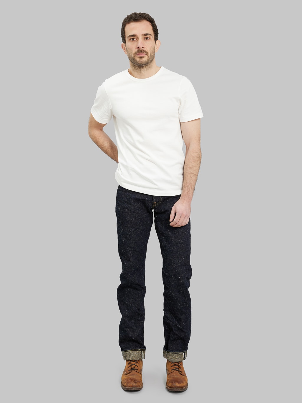 ONI Denim 288 Asphalt 20oz Regular Straight Jeans model front fit