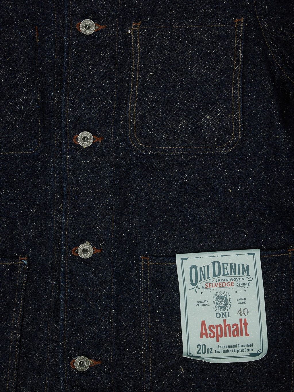 ONI Denim Asphalt 20oz Coverall jacket copper buttons