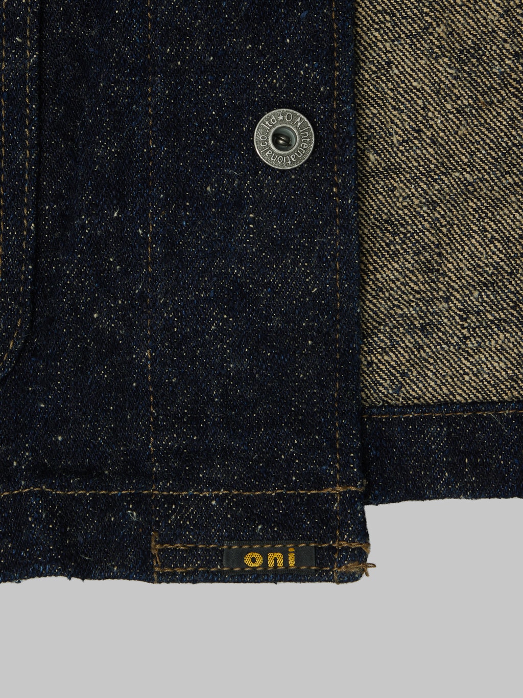 ONI Denim Asphalt 20oz Coverall jacket closeup