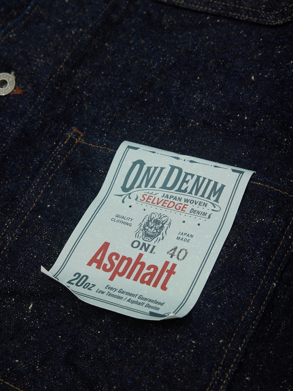 ONI Denim Asphalt 20oz Coverall jacket details