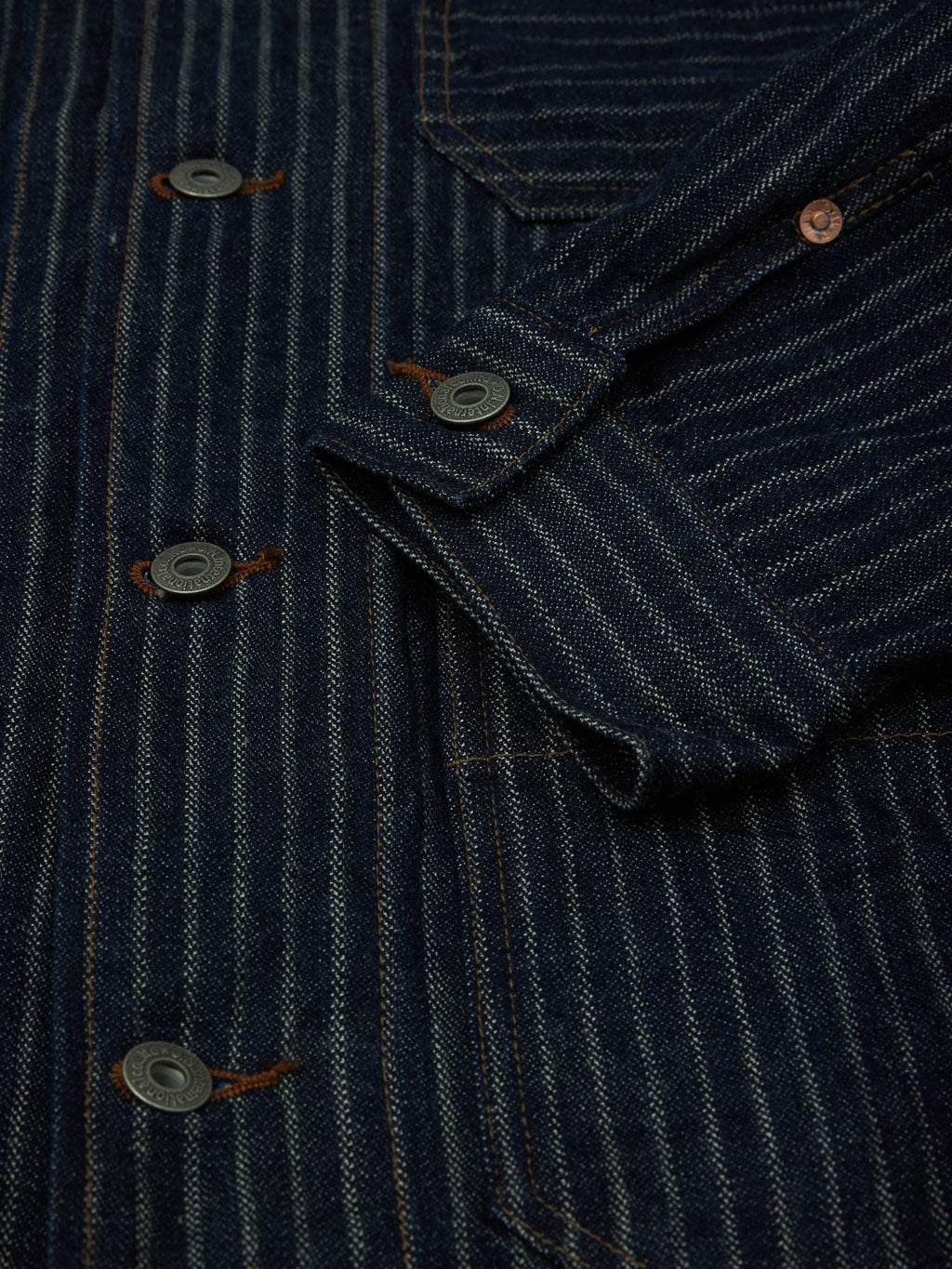 ONI Denim HJS Drop Needle Stitching Jacquard Striped Coverall copper buttons
