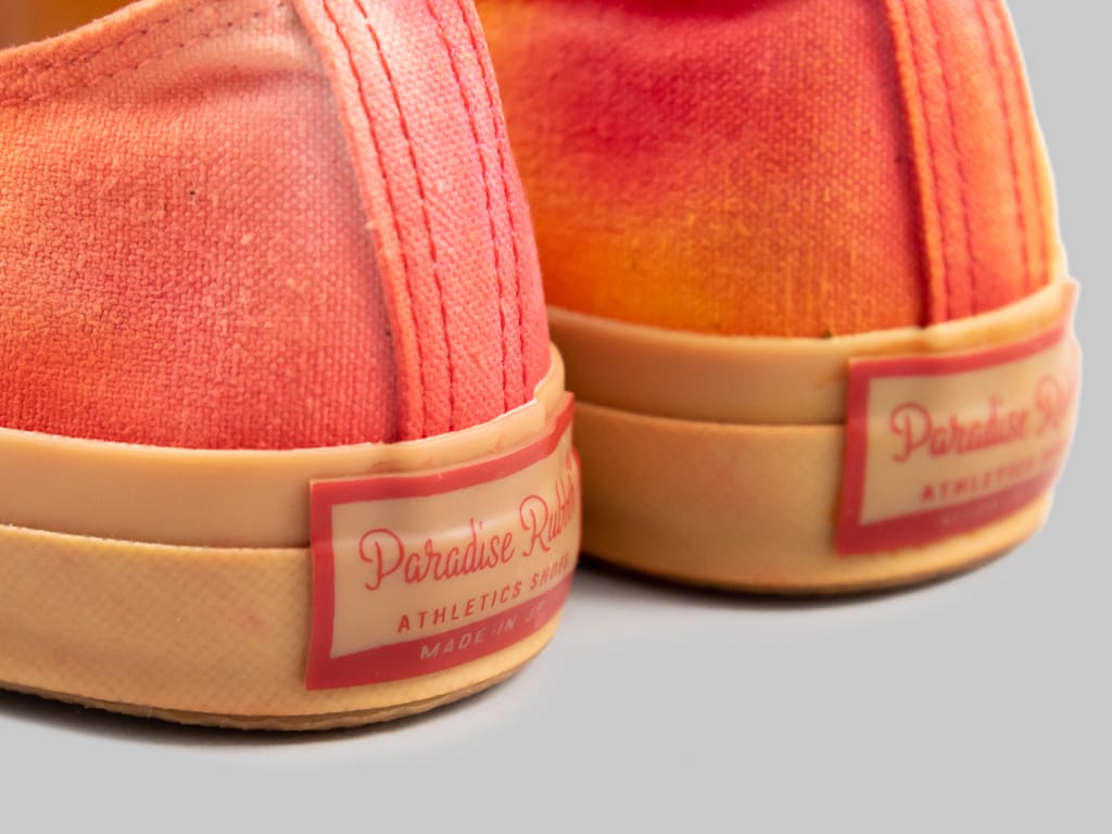 Pras Shellcap LowSneakers Mura uneven dye orange x gum heel tab