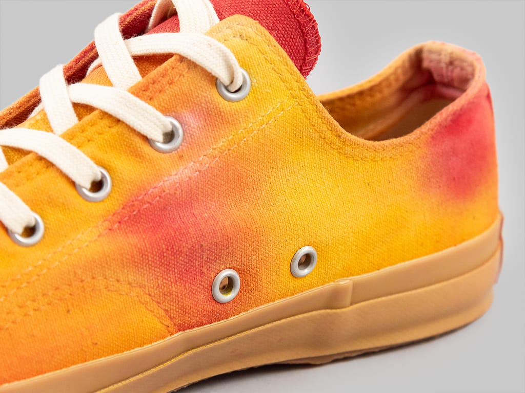 Pras Shellcap LowSneakers Mura uneven dye orange x gum side holes