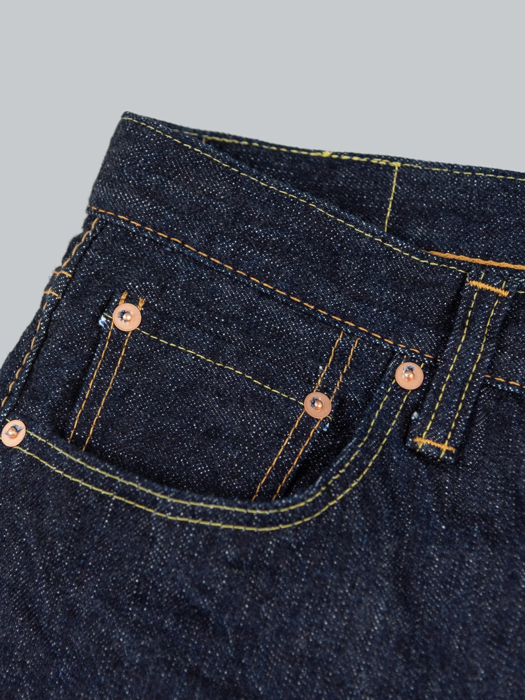 Pure Blue Japan Relaxed Tapered denim jeans coin pocket view