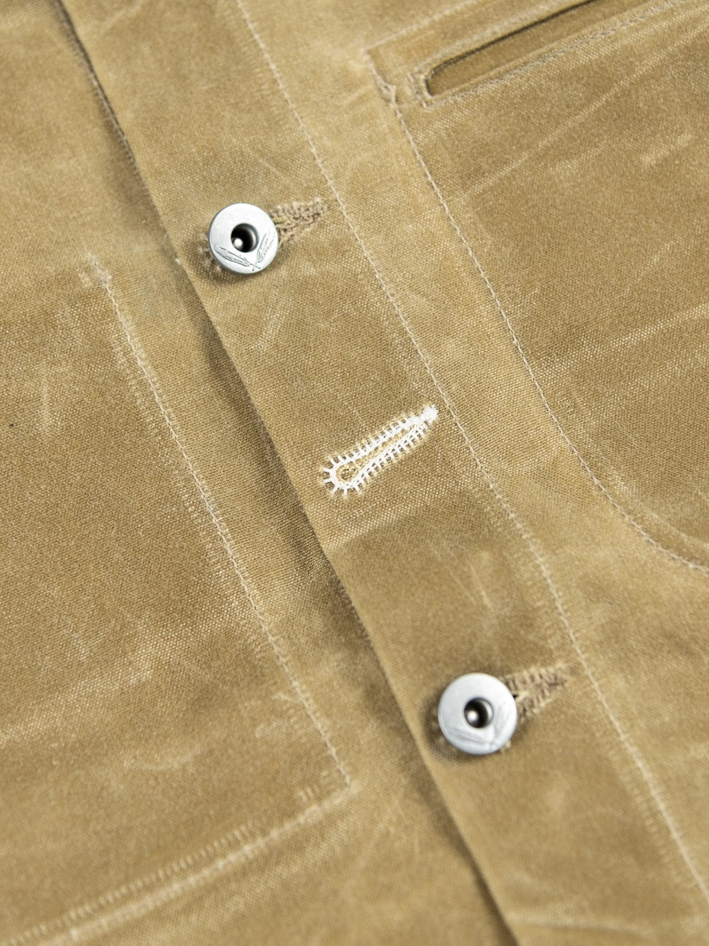 Rogue Territory Waxed Canvas Supply Jacket Tan Ridgeline slanted extra buttonhole