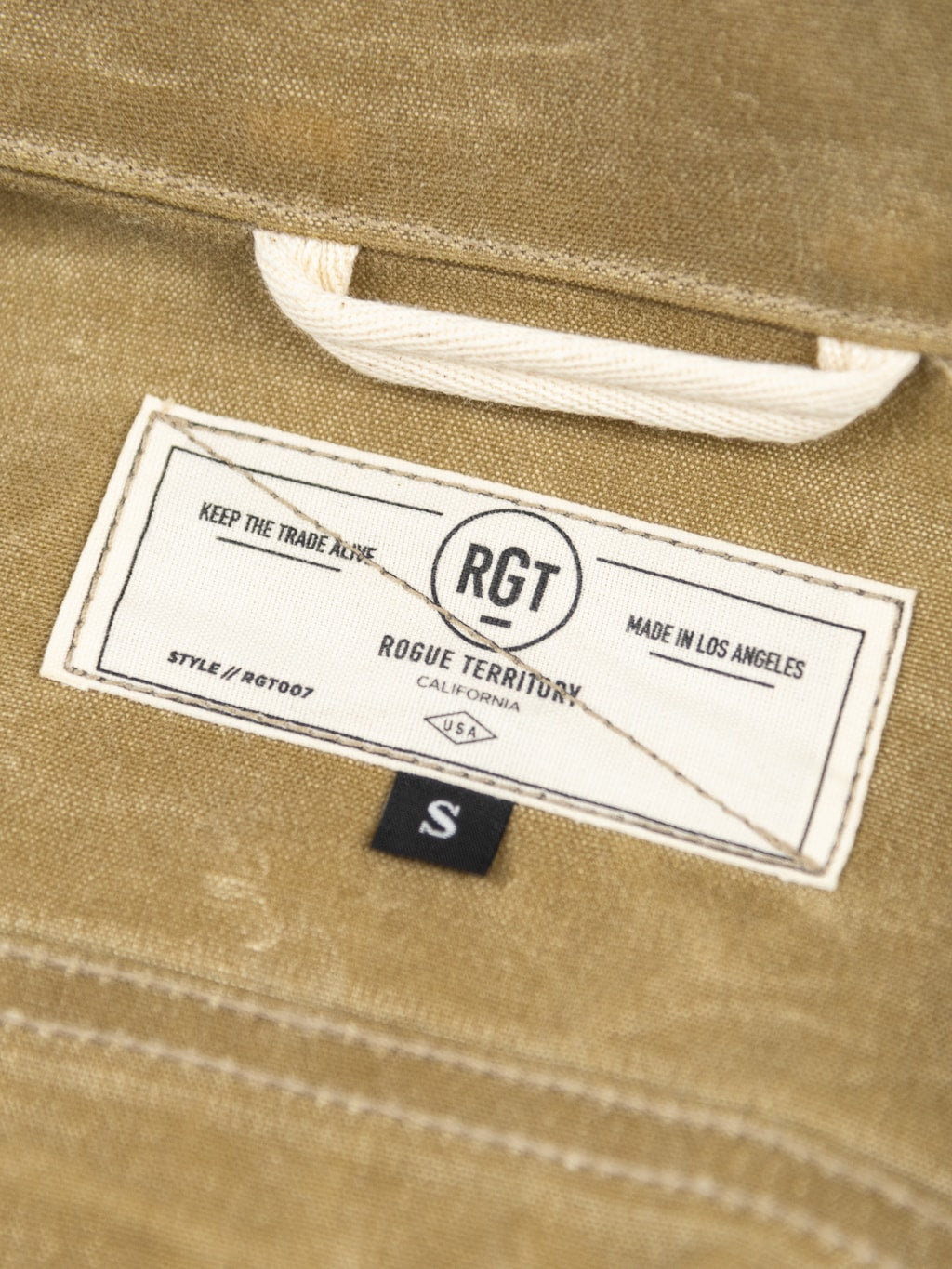 Rogue Territory Waxed Canvas Supply Jacket Tan Ridgeline interior tag