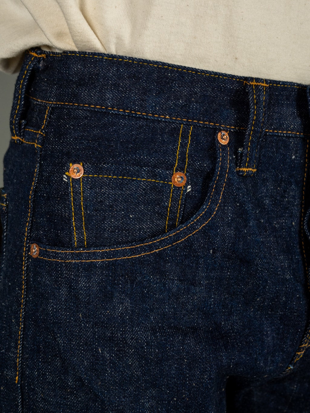 Samurai Jeans "Ai-Benkei" Natural Indigo Relax Tapered Jeans Front Pocket