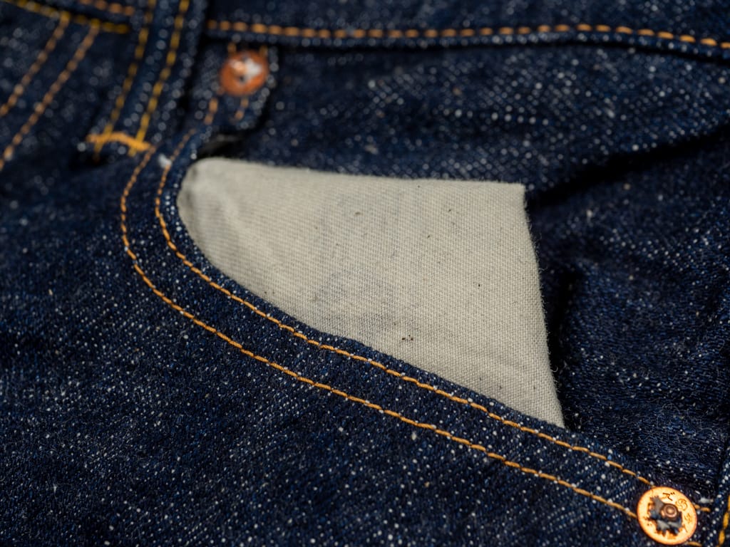 Samurai Jeans "Ai-Benkei" Natural Indigo Relax Tapered Jeans Pocket Lining