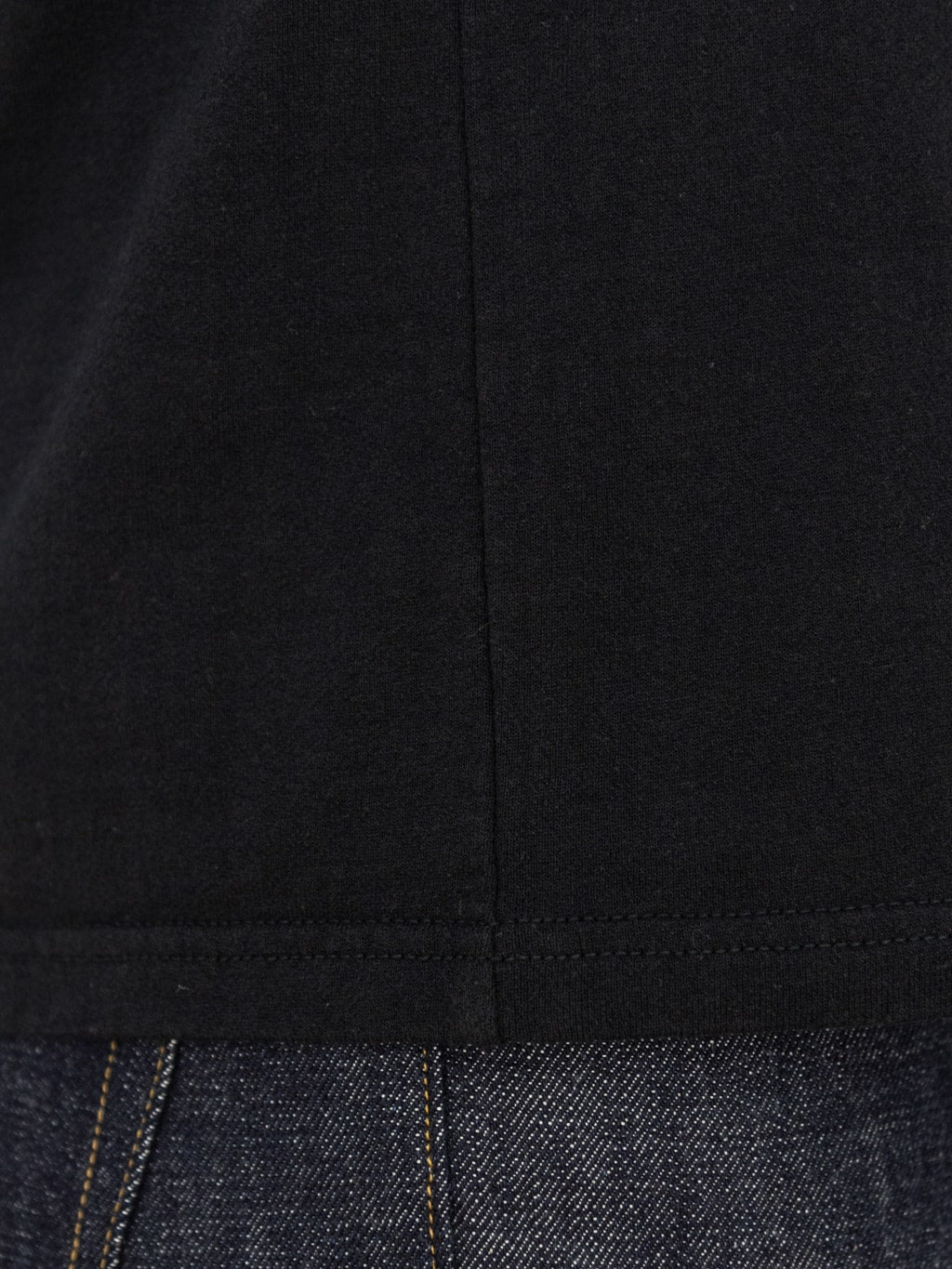 Samurai Jeans Loopwheel Ripened Cotton Tshirt Black cotton close up
