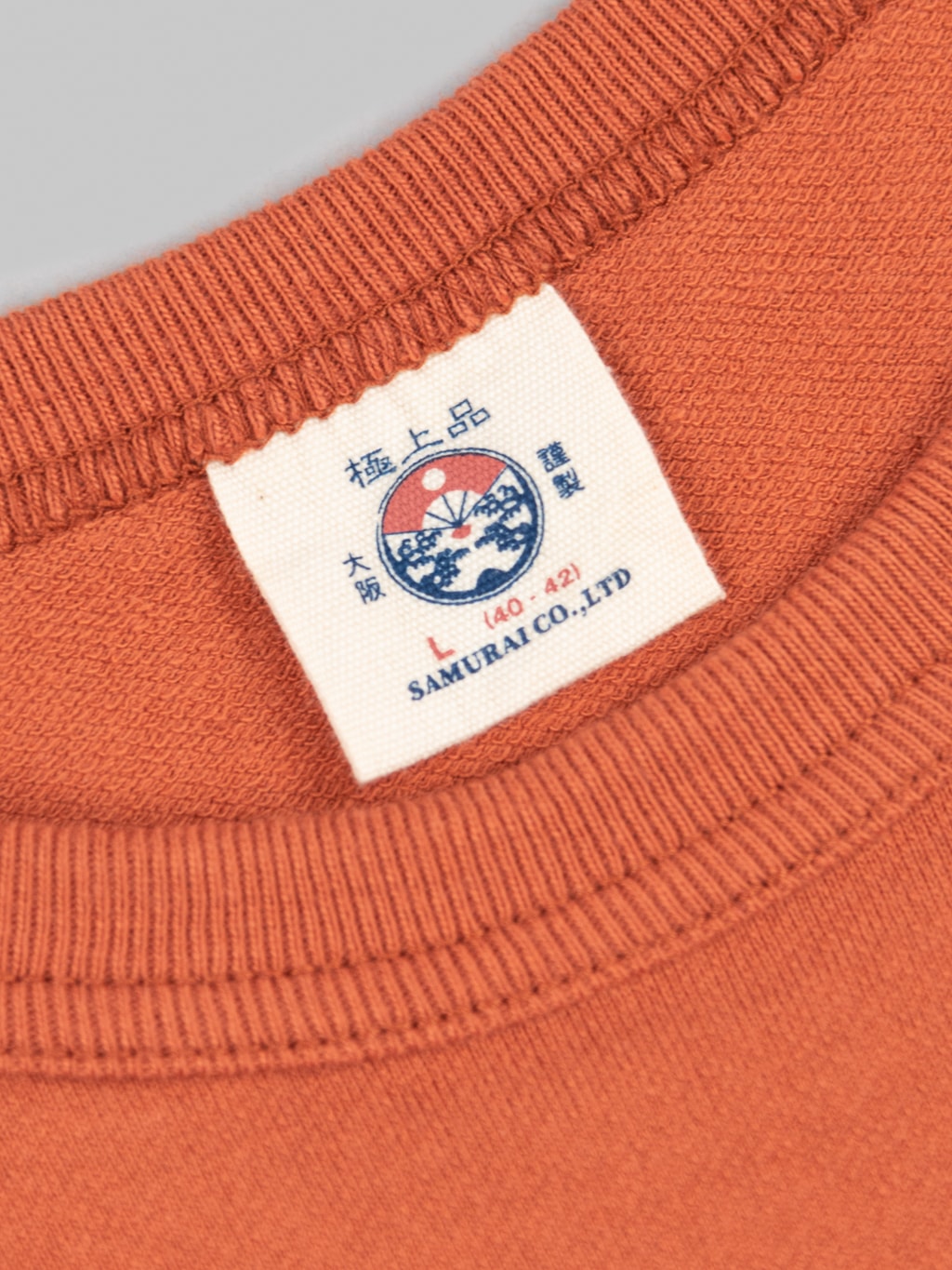Samurai Jeans Loopwheel Ripened Cotton Tshirt brick interior label