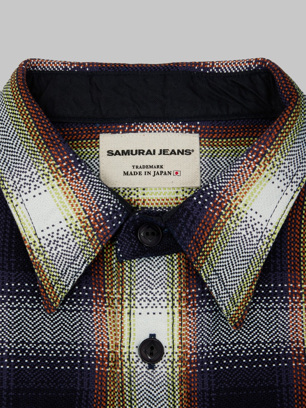 Samurai Jeans SIN22-02W Rope Dyed Indigo Heavy Ombré Flannel Shirt White