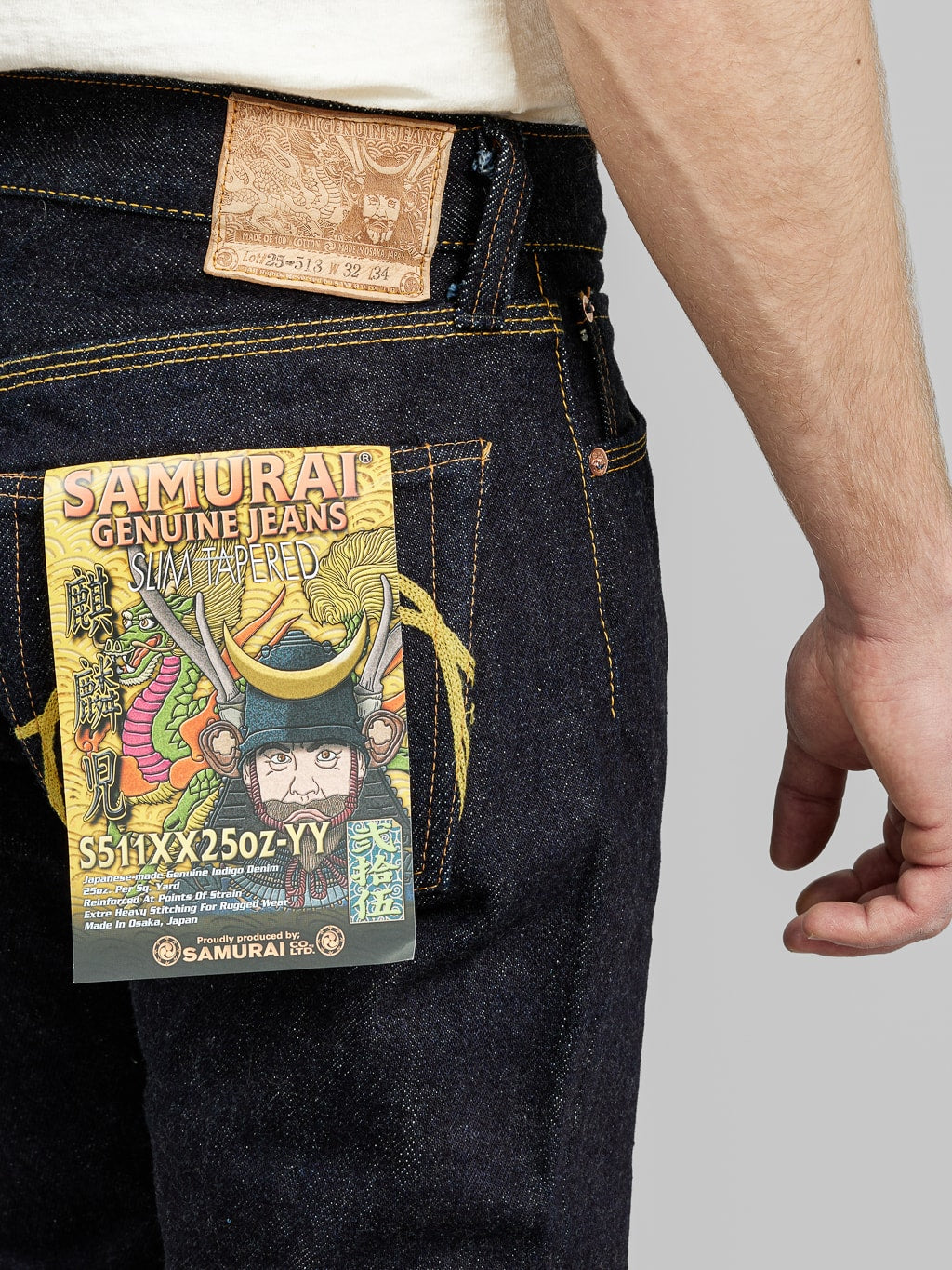 Samurai Jeans S511XX 25oz Kirinji Slim Tapered selvedge Jeans pocket flasher