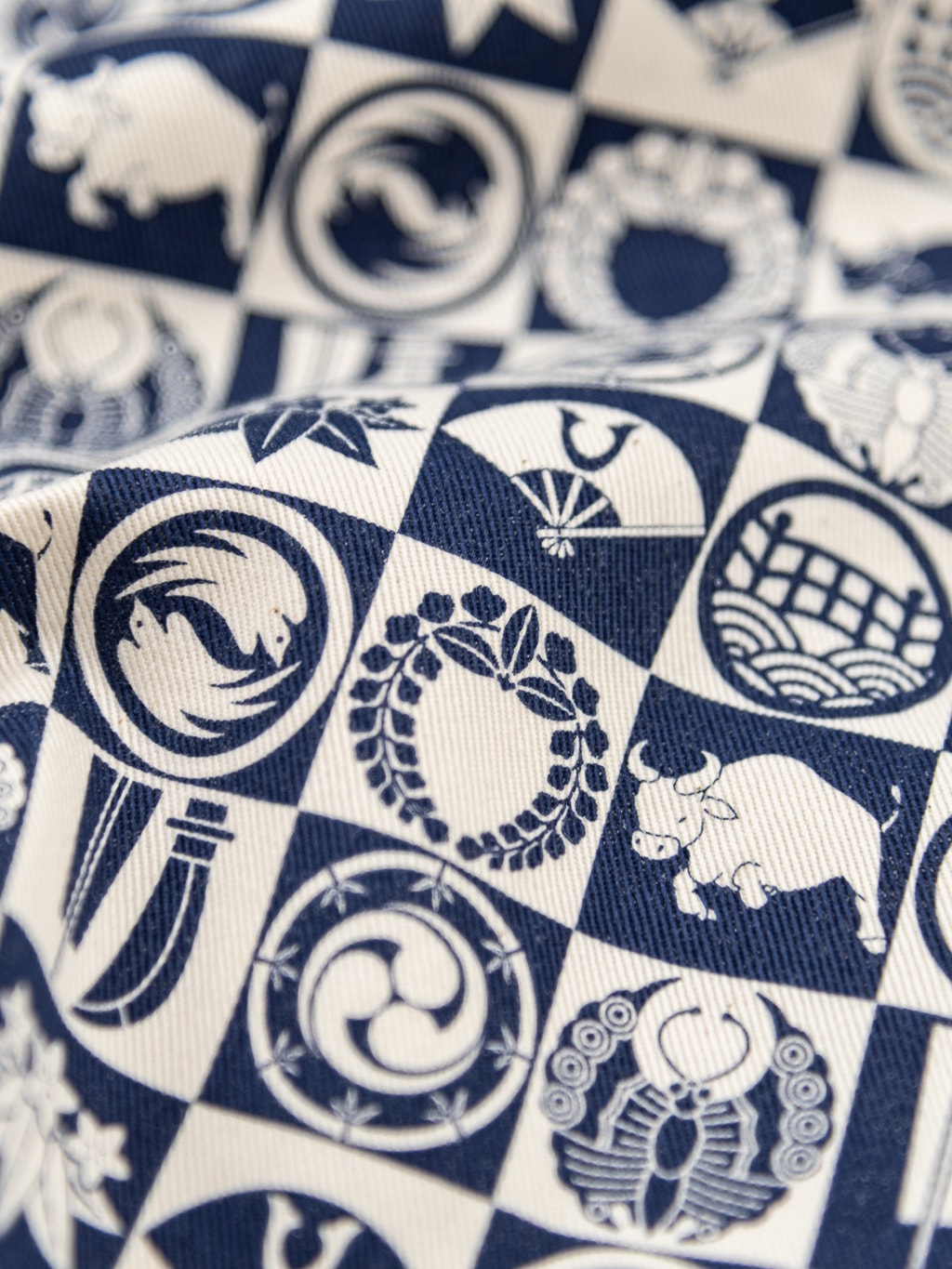 Samurai Jeans Ushiwaka Kamon Shirt cotton twill fabric