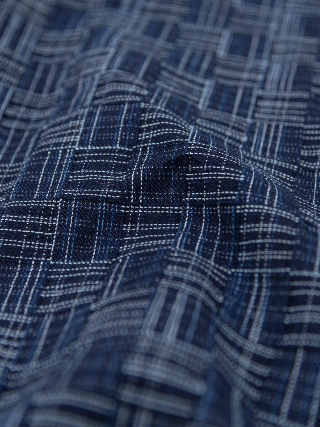 Samurai natural Indigo kasuri Work Shirt cotton fabric