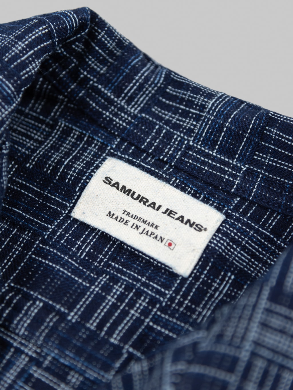 Samurai natural Indigo kasuri Work Shirt label