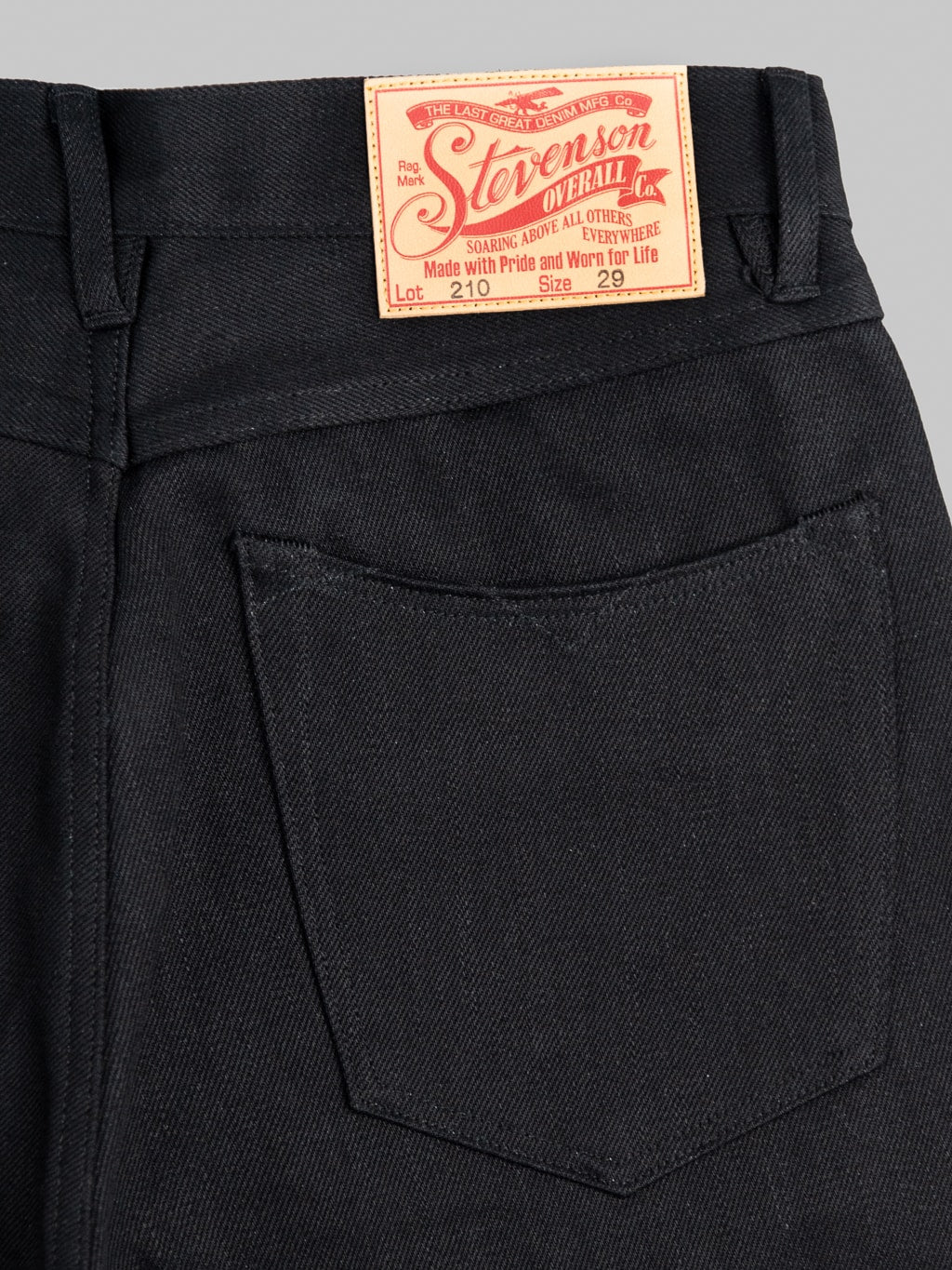 Stevenson Overall Big Sur 210 12oz Slim Tapered jeans solid black detail