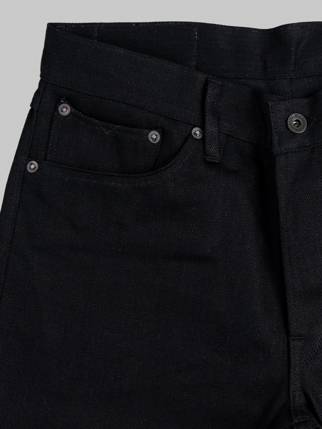 Stevenson Overall Big Sur 210 12oz Slim Tapered jeans solid black pocket