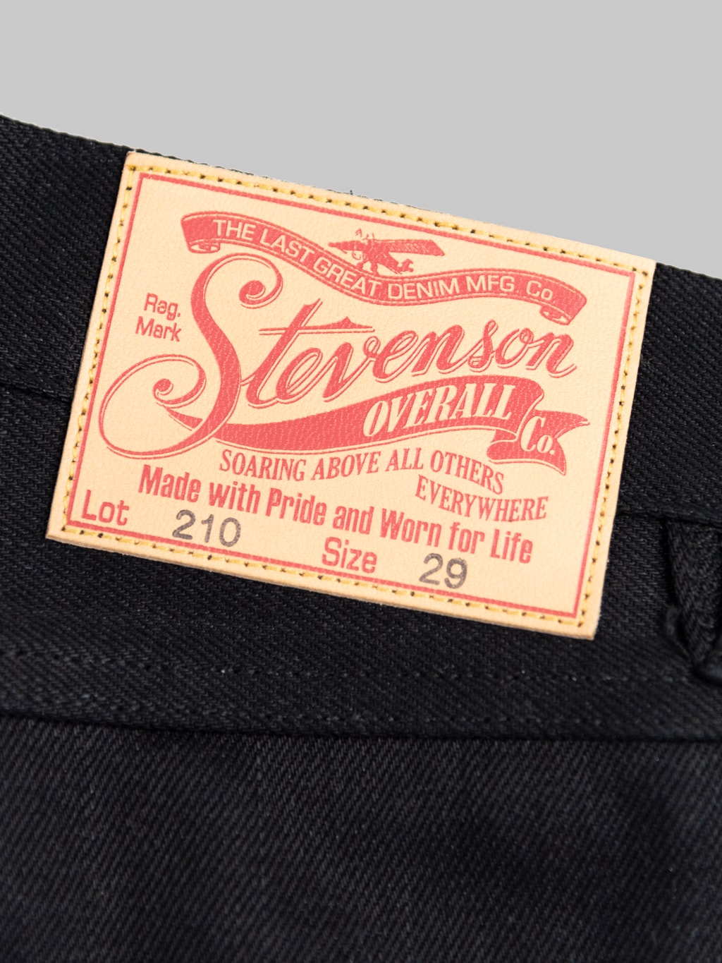 Stevenson Overall Big Sur 210 Slim Tapered jeans solid black leather patch