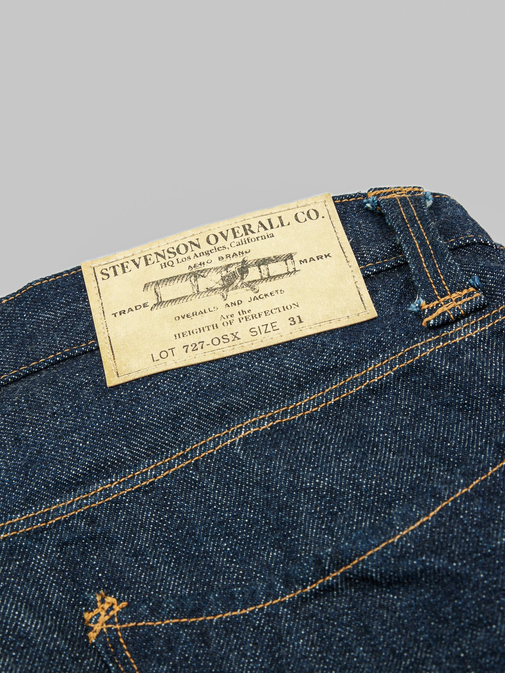 Stevenson Overall La Jolla 727 Slim Tapered Jeans  leather patch