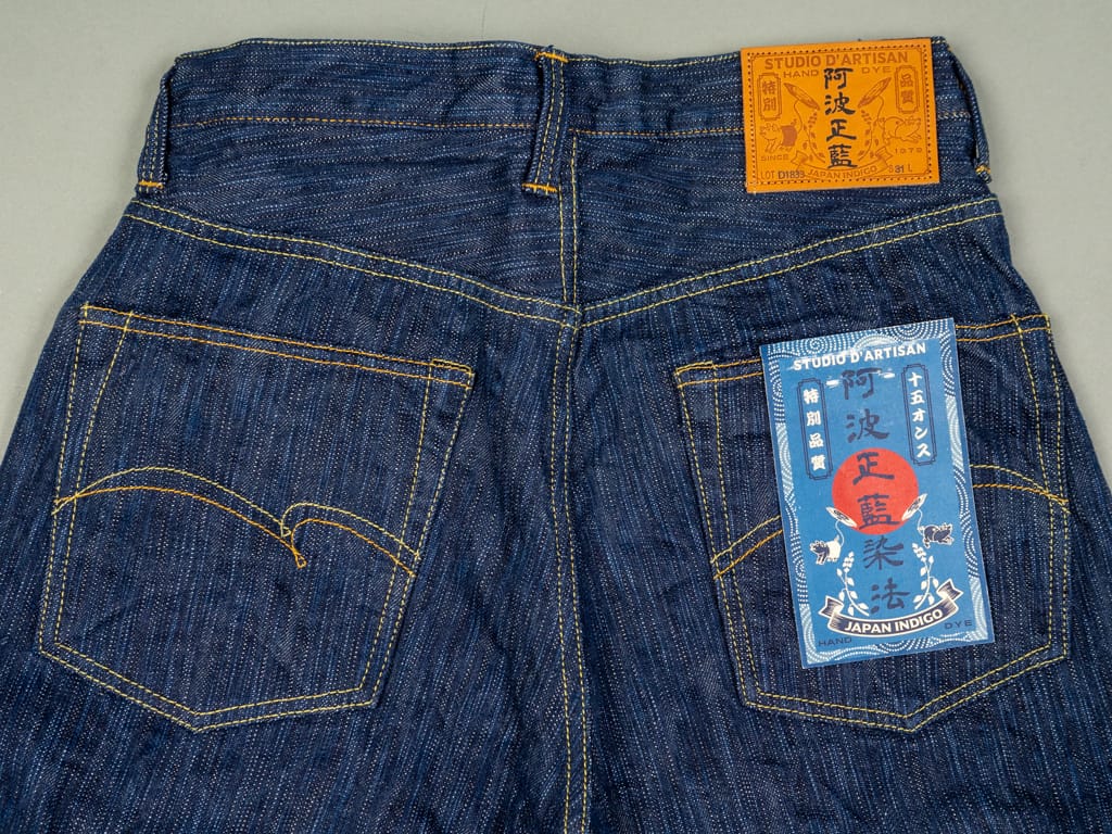 Studio DArtisan Tokushima 15oz Natural Indigo Jeans  Back Pockets