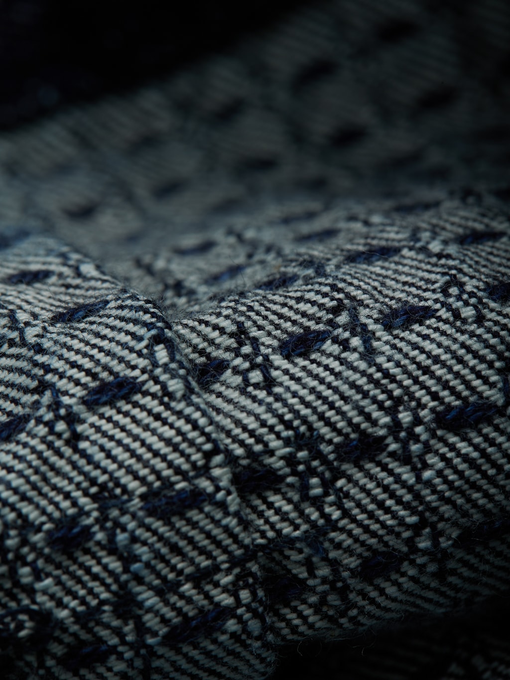 Studio D Artisan Sashiko Denim Type II Indigo Jacket fabric closeup