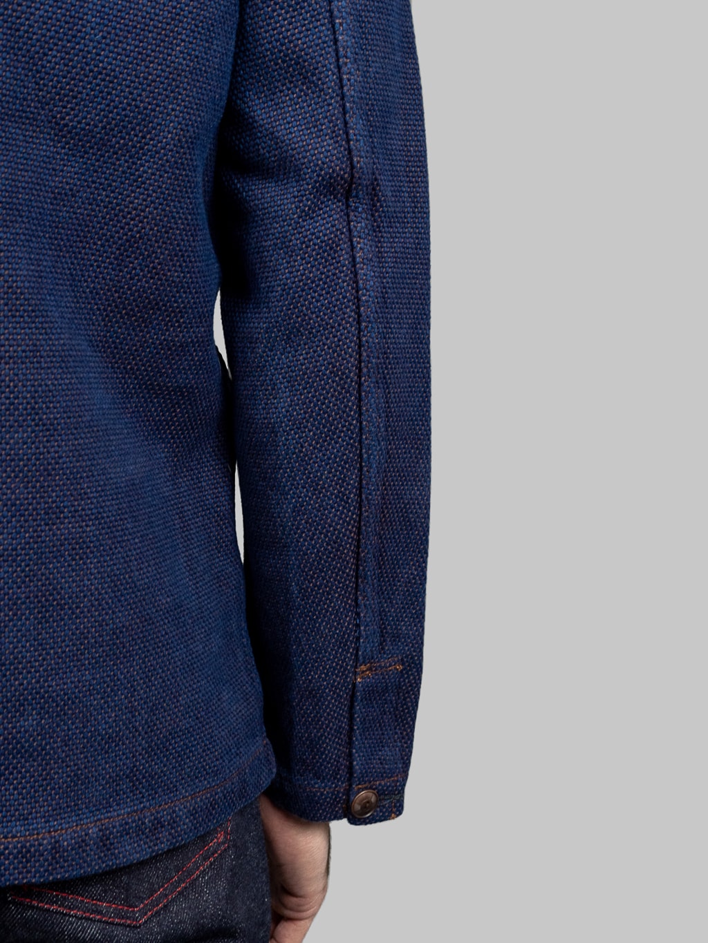 Studio Dartisan indigo kakishibu sashiko selvedge jacket sleeve