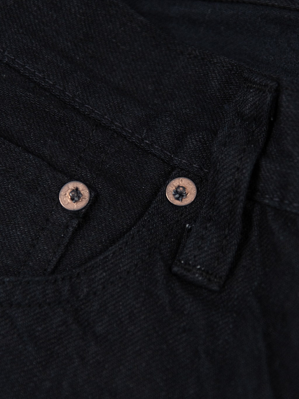 Sugar Cane Type III 13oz Black Denim Slim Jeans rivet closeup